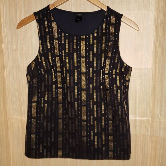 Ann Taylor Factory Navy Sleeveless Aztec Top - Picture 1 of 6